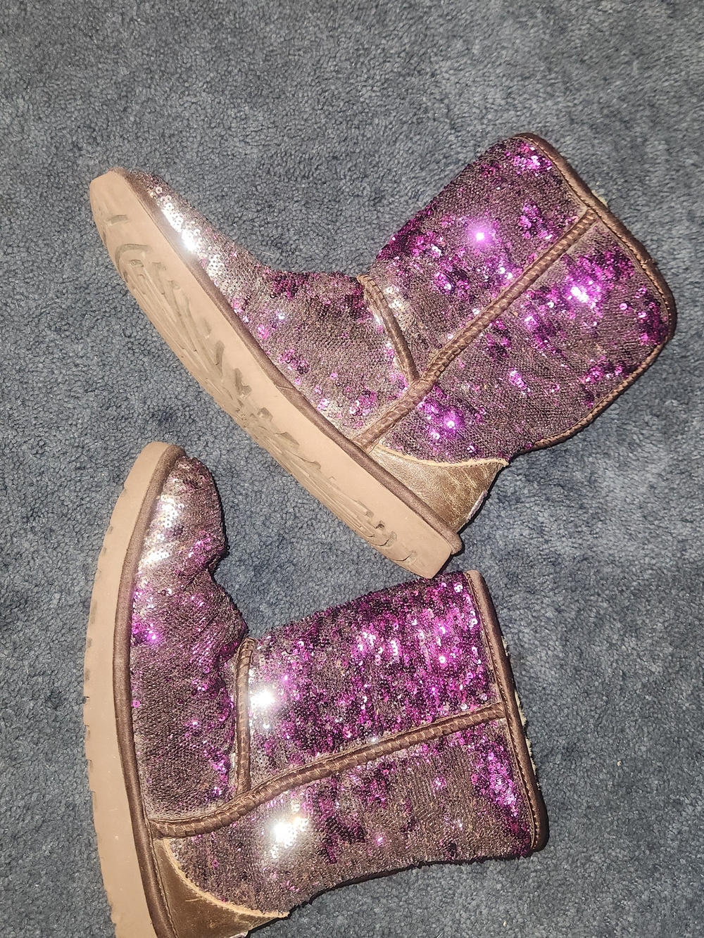 UGG Pink Sequin Classic Short Booties